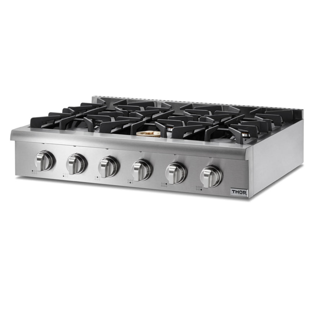 HRT3618U-R (Renewed) Thor kitchen Pro-Style Gas Rangetop 6 Sealed Burners 36 Inch, Stainless Steel
