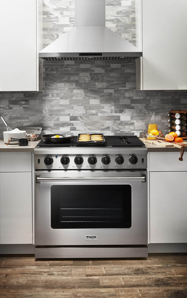 LRG3601ULP-R (Renewed) Thor Kitchen 36 Inch Freestanding Gas Range in Stainless Steel