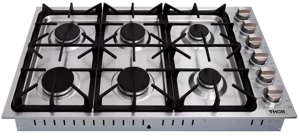 TGC3601-R (Renewed) Thor Kitchen 36 Inch Professional Drop-In Gas Cooktop with Six Burners in Stainless Steel